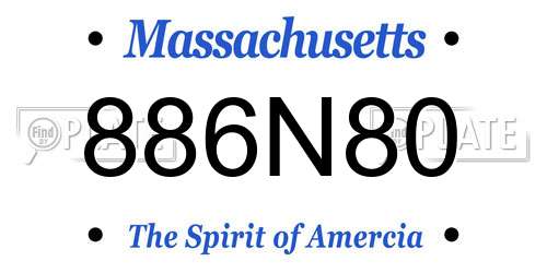 886N80 Massachusetts License Plate