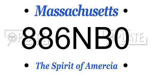 886NB0 Massachusetts License Plate