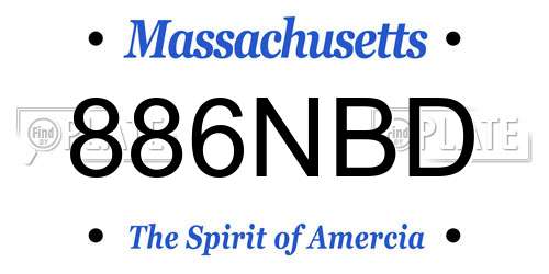 886NBD Massachusetts License Plate