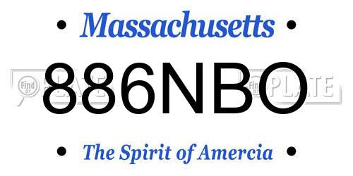 886NBO Massachusetts License Plate