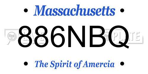 886NBQ Massachusetts License Plate