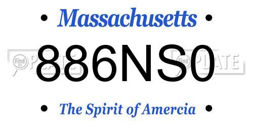 886NS0 Massachusetts License Plate