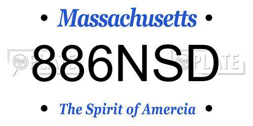 886NSD Massachusetts License Plate