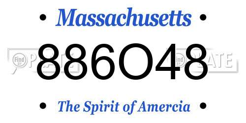 886O48 Massachusetts License Plate