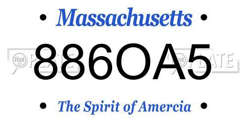 886OA5 Massachusetts License Plate