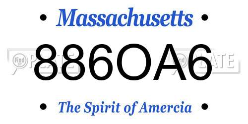 886OA6 Massachusetts License Plate
