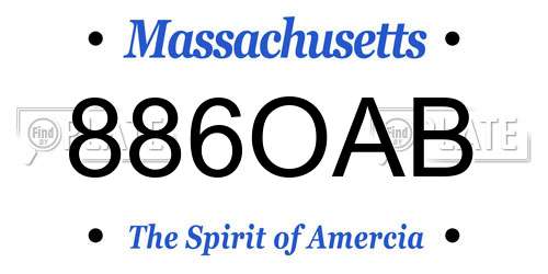 886OAB Massachusetts License Plate