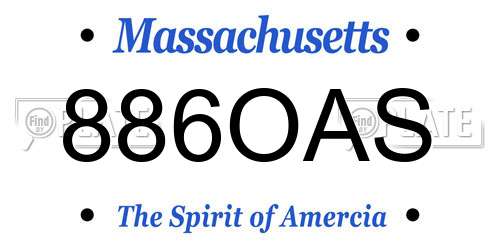 886OAS Massachusetts License Plate