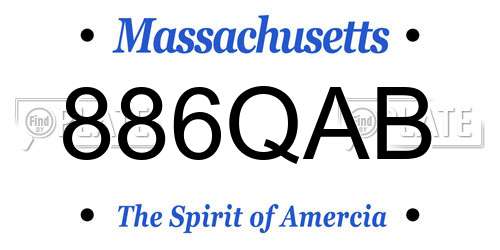 886QAB Massachusetts License Plate