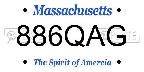 886QAG Massachusetts License Plate
