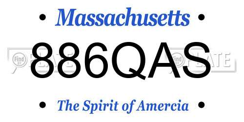 886QAS Massachusetts License Plate