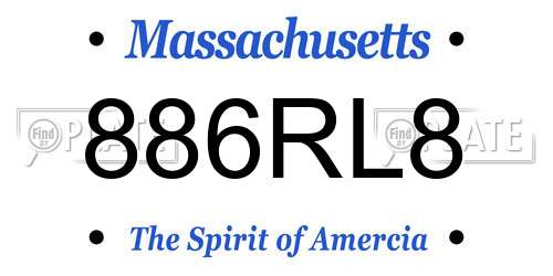 886RL8 Massachusetts License Plate