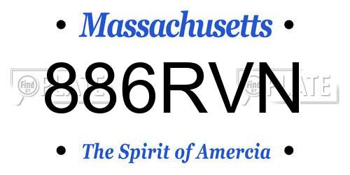 886RVN Massachusetts License Plate