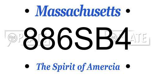 886SB4 Massachusetts License Plate
