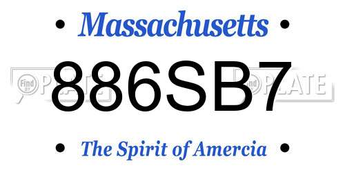 886SB7 Massachusetts License Plate