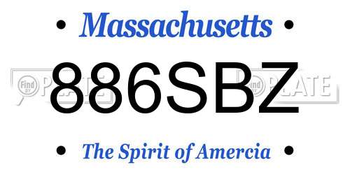 886SBZ Massachusetts License Plate