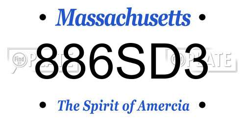 886SD3 Massachusetts License Plate