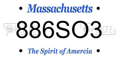 886SO3 Massachusetts License Plate