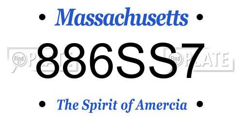 886SS7 Massachusetts License Plate