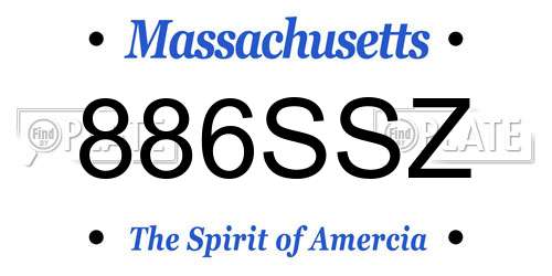886SSZ Massachusetts License Plate