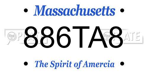 886TA8 Massachusetts License Plate