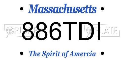 886TDI Massachusetts License Plate
