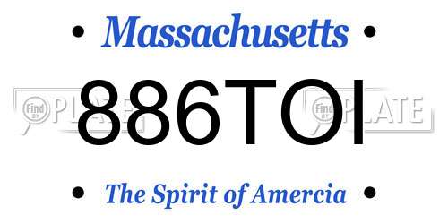 886TOI Massachusetts License Plate
