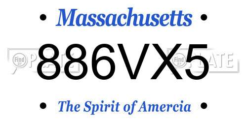 886VX5 Massachusetts License Plate