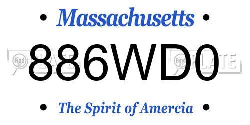 886WD0 Massachusetts License Plate