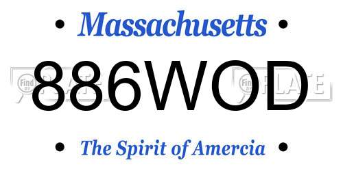 886WOD Massachusetts License Plate