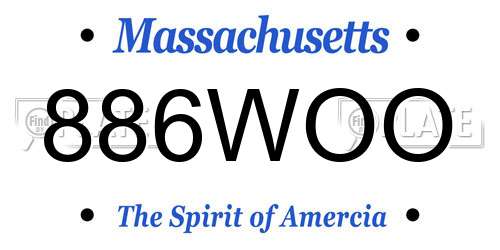 886WOO Massachusetts License Plate