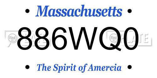 886WQ0 Massachusetts License Plate