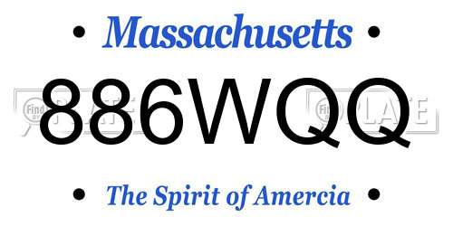 886WQQ Massachusetts License Plate