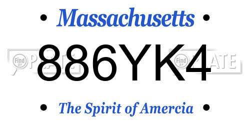 886YK4 Massachusetts License Plate