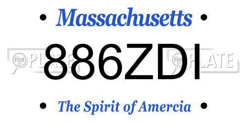 886ZDI Massachusetts License Plate