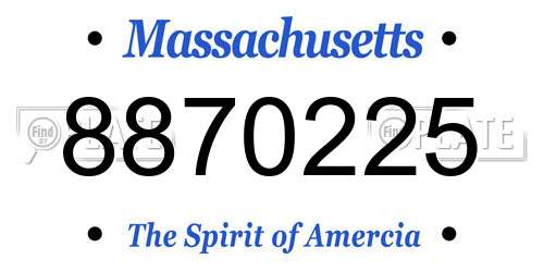 8870225 Massachusetts License Plate