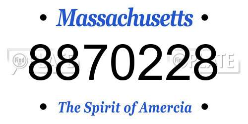 8870228 Massachusetts License Plate