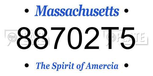 88702T5 Massachusetts License Plate
