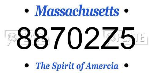 88702Z5 Massachusetts License Plate