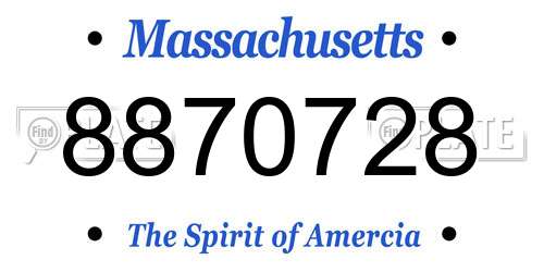8870728 Massachusetts License Plate
