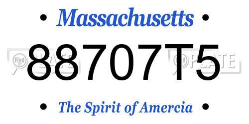 88707T5 Massachusetts License Plate