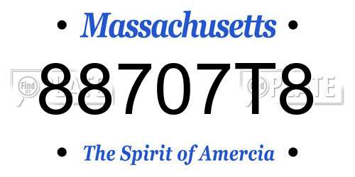 88707T8 Massachusetts License Plate