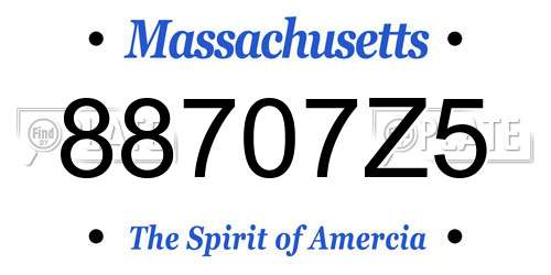 88707Z5 Massachusetts License Plate