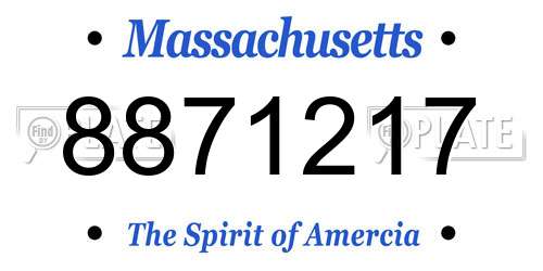 8871217 Massachusetts License Plate