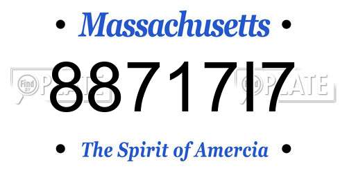 88717I7 Massachusetts License Plate