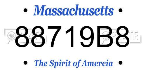 88719B8 Massachusetts License Plate