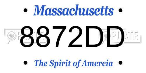 8872DD Massachusetts License Plate