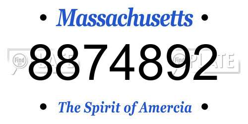 8874892 Massachusetts License Plate