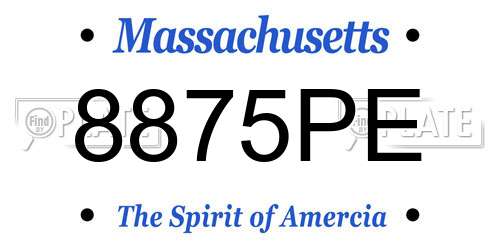8875PE Massachusetts License Plate