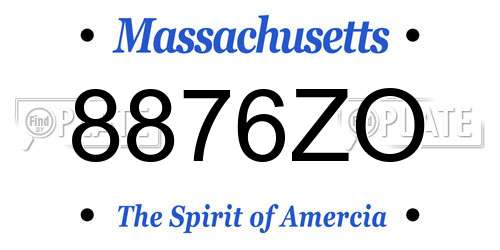 8876ZO Massachusetts License Plate